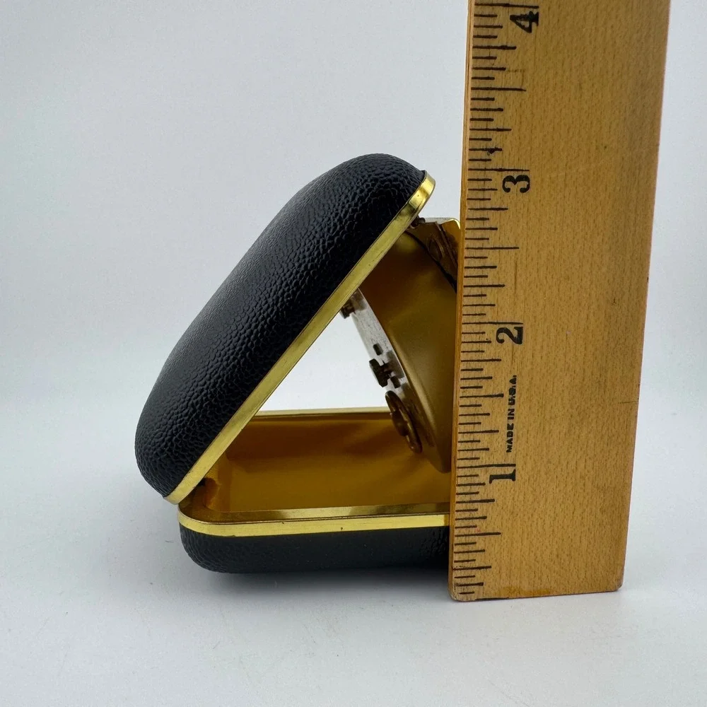 Vintage Northfield Black Travel Alarm Clock German Mechanical Wind Up Folding